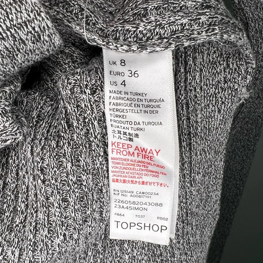 Top Shop Size 4 Gray Knit Long Sleeve Mock Neck Long Sweater